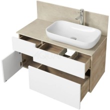 Комплект мебели дуб эндгрейн/белый матовый 100 см Акватон Мишель 1A244101MIX40 + 1A253303MIX40 + 1AX169WBXX000 + 1A253902MIX40 + 1A244203MIX40