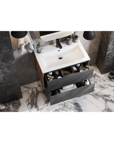 Комплект мебели графит софт/дуб веллингтон 75 см Акватон Сохо 1A258101AJA00 + 1WH501619 + 1A258302AJA0L