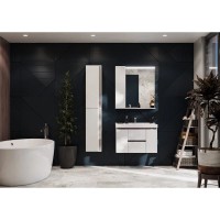 Комплект мебели белый глянец/грецкий орех 80 см Акватон Рене 1A258601NRC80 + 1WH302251 + 1A222502NRC80