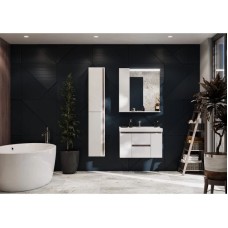 Комплект мебели белый глянец/грецкий орех 80 см Акватон Рене 1A258601NRC80 + 1WH302251 + 1A222502NRC80