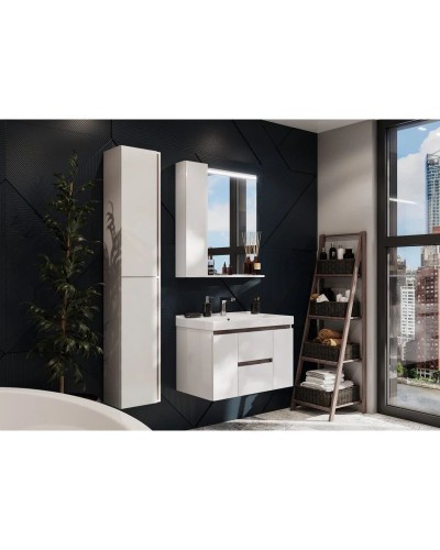 Комплект мебели белый глянец/грецкий орех 80 см Акватон Рене 1A258601NRC80 + 1WH302251 + 1A222502NRC80