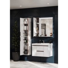 Комплект мебели белый глянец/грецкий орех 80 см Акватон Рене 1A258601NRC80 + 1WH302251 + 1A222502NRC80