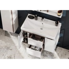 Комплект мебели белый глянец/грецкий орех 80 см Акватон Рене 1A258601NRC80 + 1WH302251 + 1A222502NRC80