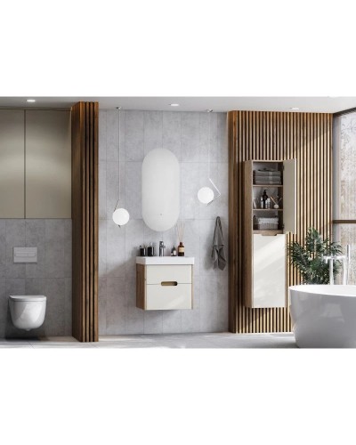 Комплект мебели бежевый/дуб веллингтон 55 см Акватон Оливия 1A254201OLVG0 + 1WH501620 + 1A256402A1010