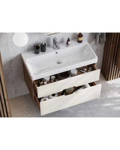 Комплект мебели бежевый/дуб веллингтон 90 см Акватон Оливия 1A254401OLVG0 + 1WH501629 + 1A254502OL010