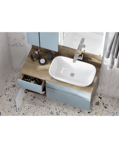 Комплект мебели дуб рустикальный/фьорд 100 см Акватон Мишель 1A256901MIX30 + 1A256703MIDR0 + 732700B000 + 1A253902MIX40 + 1A244203MIX30