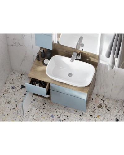 Комплект мебели дуб рустикальный/фьорд 80 см Акватон Мишель 1A256801MIX30 + 1A256603MIDR0 + 732700B000 + 1A253902MIX40 + 1A244303MIX30