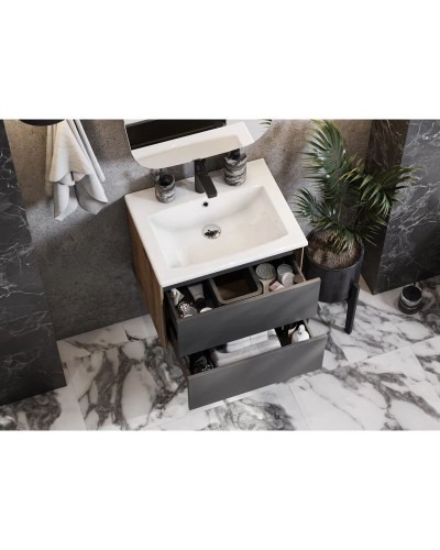 Комплект мебели графит софт/дуб веллингтон 60 см Акватон Сохо 1A258001AJA00 + 1WH501606 + 1A258302AJA0R