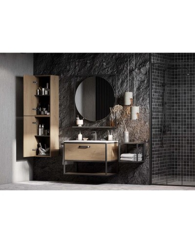 Комплект мебели дуб кантри/черный 80 см Акватон Лофт Фабрик 1A242401LTDY0 + 1A708031FB010 + 1A242602LTDY0