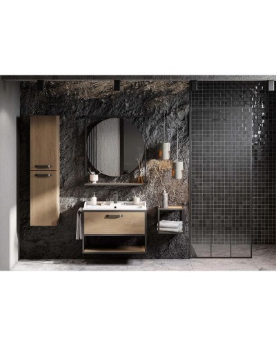 Комплект мебели дуб кантри/черный 80 см Акватон Лофт Фабрик 1A242401LTDY0 + 1A708031FB010 + 1A242602LTDY0