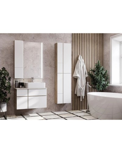 Комплект мебели дуб эндгрейн/белый матовый 80 см Акватон Мишель 1A244501MIX40 + 1A253203MIX40 + 732700B000 + 1A253902MIX40 + 1A244303MIX40