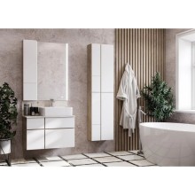 Комплект мебели дуб эндгрейн/белый матовый 80 см Акватон Мишель 1A244501MIX40 + 1A253003MIX40 + 732700B000 + 1A253902MIX40 + 1A244303MIX40