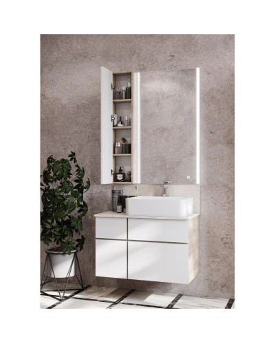 Комплект мебели дуб эндгрейн/белый матовый 80 см Акватон Мишель 1A244501MIX40 + 1A253003MIX40 + 732700B000 + 1A253902MIX40 + 1A244303MIX40