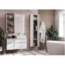 Комплект мебели дуб эндгрейн/белый матовый 100 см Акватон Мишель 1A244101MIX40 + 732700B000 +  1A253303MIX40 + 1A253902MIX40 + 1A244203MIX40