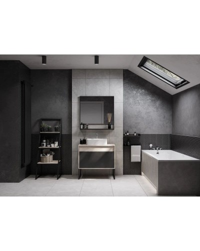 Комплект мебели серый графит/дуб орегон 80 см Акватон Лофт Урбан 1A247601LQX60 + 732700B000 + 1A247902LQX50