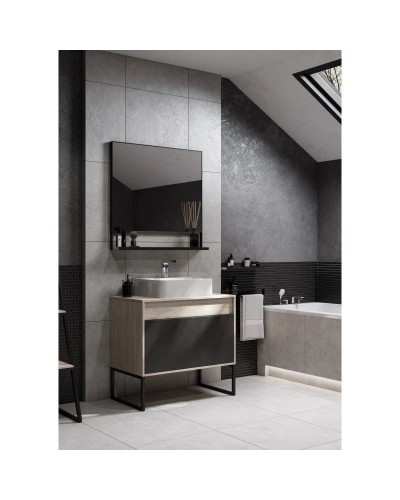 Комплект мебели серый графит/дуб орегон 80 см Акватон Лофт Урбан 1A247601LQX60 + 732700B000 + 1A247902LQX50