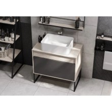 Комплект мебели серый графит/дуб орегон 80 см Акватон Лофт Урбан 1A247601LQX60 + 732700B000 + 1A247902LQX50