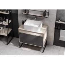 Комплект мебели серый графит/дуб орегон 80 см Акватон Лофт Урбан 1A247601LQX60 + 732700B000 + 1A247902LQX50