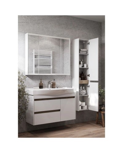 Комплект мебели белый глянец/дуб эндгрейн 100 см Акватон Нортон 1A249001NT010 + 1WH302502 + 1A249302NT010