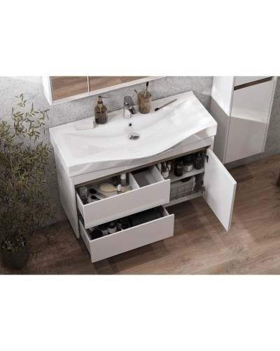 Комплект мебели белый глянец/дуб эндгрейн 100 см Акватон Нортон 1A249001NT010 + 1WH302502 + 1A249302NT010