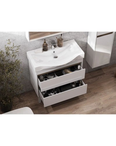 Комплект мебели белый глянец/дуб эндгрейн 80 см Акватон Нортон 1A248901NT010 + 1WH302422 + 1A249202NT010