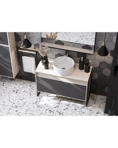 Комплект мебели серый графит/дуб орегон 100 см Акватон Лофт Урбан 1A247701LQX60 + 732700C000 + 1A248002LQX50