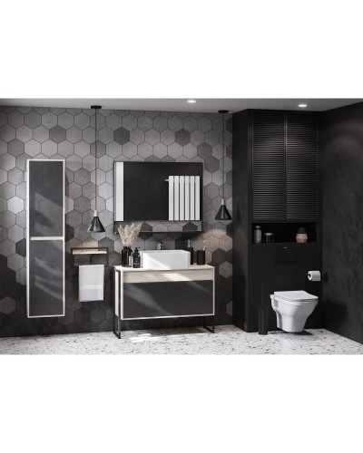 Комплект мебели серый графит/дуб орегон 100 см Акватон Лофт Урбан 1A247701LQX60 + 732700B000 + 1A248002LQX50