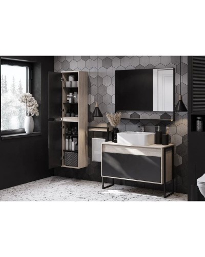 Комплект мебели серый графит/дуб орегон 100 см Акватон Лофт Урбан 1A247701LQX60 + 732700B000 + 1A248002LQX50