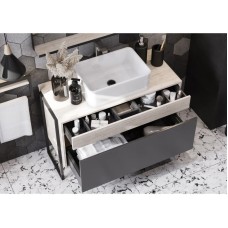 Комплект мебели серый графит/дуб орегон 100 см Акватон Лофт Урбан 1A247701LQX60 + 732700B000 + 1A248002LQX50