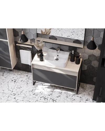 Комплект мебели серый графит/дуб орегон 100 см Акватон Лофт Урбан 1A247701LQX60 + 732700B000 + 1A248002LQX50