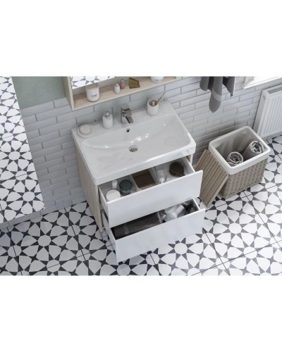 Комплект мебели белый глянец/дуб верона 70,5 см Акватон Сканди 1A251801SDB20 + 1WH501628 + 1A252202SDB20