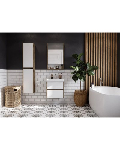 Комплект мебели белый глянец/дуб рустикальный 55 см Акватон Сканди 1A251701SDZ90 + 1WH501620 + 1A252102SDZ90