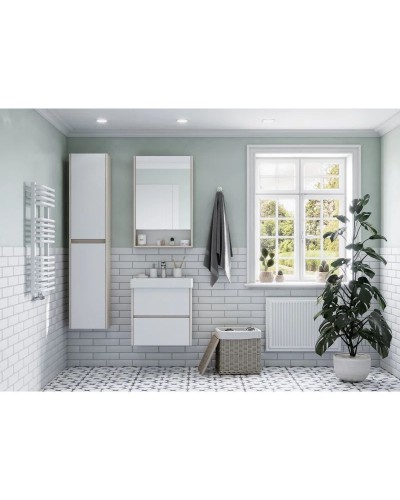 Комплект мебели белый глянец/дуб верона 55 см Акватон Сканди 1A251701SDB20 + 1WH501620 + 1A252102SDB20