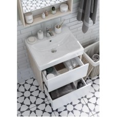 Комплект мебели белый глянец/дуб верона 55 см Акватон Сканди 1A251701SDB20 + 1WH501620 + 1A252102SDB20