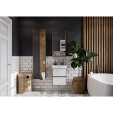 Комплект мебели белый глянец/дуб рустикальный 45 см Акватон Сканди 1A251601SDZ90 + 1WH501630 + 1A252002SDZ90