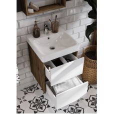 Комплект мебели белый глянец/дуб рустикальный 45 см Акватон Сканди 1A251601SDZ90 + 1WH501630 + 1A252002SDZ90