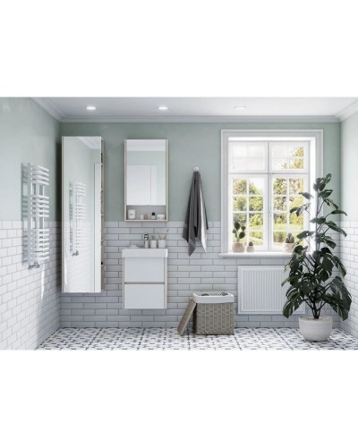 Комплект мебели белый глянец/дуб верона 45 см Акватон Сканди 1A251601SDB20 + 1WH501630 + 1A252002SDB20