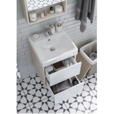 Комплект мебели белый глянец/дуб верона 45 см Акватон Сканди 1A251601SDB20 + 1WH501630 + 1A252002SDB20