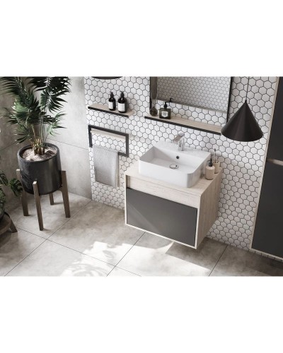 Комплект мебели серый графит/дуб орегон 65 см Акватон Лофт Урбан 1A254001LQX60 + 732700B000 + 1A254102LQX50