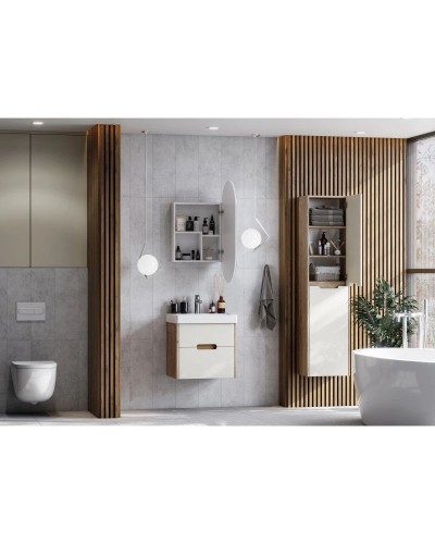 Комплект мебели бежевый/дуб веллингтон 55 см Акватон Оливия 1A254201OLVG0 + 1WH501620 + 1A254502OL010