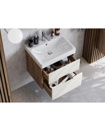 Комплект мебели бежевый/дуб веллингтон 55 см Акватон Оливия 1A254201OLVG0 + 1WH501620 + 1A254502OL010