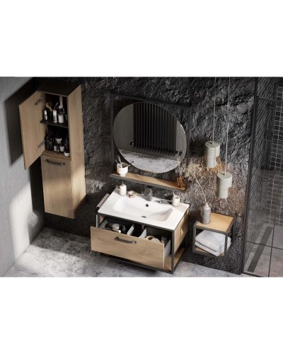 Комплект мебели дуб кантри/черный 80 см Акватон Лофт Фабрик 1A242401LTDY0 + 732799C000 + 1A242602LTDY0