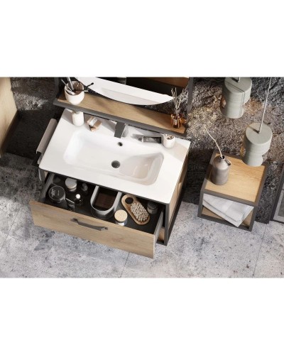 Комплект мебели дуб кантри/черный 80 см Акватон Лофт Фабрик 1A242401LTDY0 + 732799C000 + 1A242602LTDY0