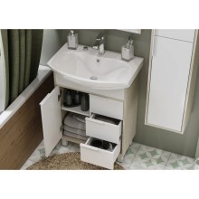 Комплект мебели белый глянец/ясень фабрик 65 см Акватон Рико 1A213301RIB90 + 1WH207782 + 1A216402RI010