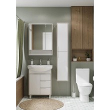 Комплект мебели белый глянец/ясень фабрик 65 см Акватон Рико 1A213301RIB90 + 1WH207782 + 1A215202RIB90