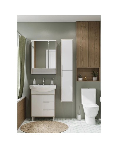 Комплект мебели белый глянец/ясень фабрик 65 см Акватон Рико 1A213301RIB90 + 1WH207782 + 1A215202RIB90