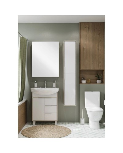 Комплект мебели белый глянец/ясень фабрик 65 см Акватон Рико 1A213301RIB90 + 1WH207782 + 1A216402RI010