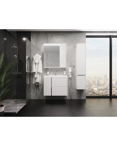 Комплект мебели белый глянец 80 см Акватон Стоун 1A228201SX010 + 1WH302251 + 1A228302SX010