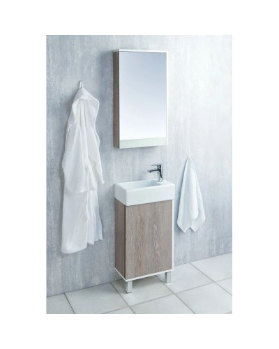 Комплект мебели белый глянец/дуб навара 46 см Акватон Эмма 1A221601EAD80 + 1WH301972 + 1A221802EAD80