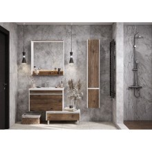 Комплект мебели белый глянец/таксония темная 80 см Акватон Капри 1A230201KPDB0 + 1WH302251 + 1A230402KPDB0